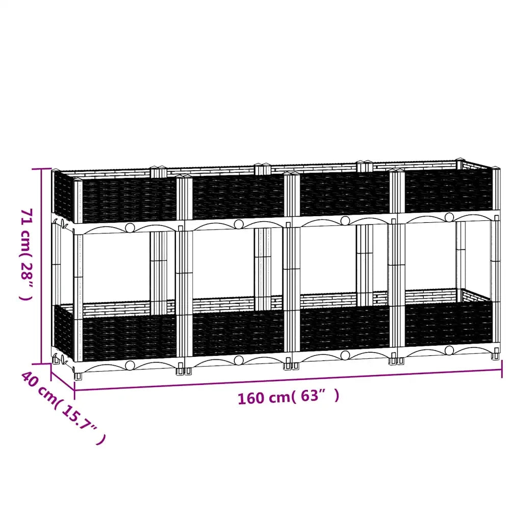 Fioriera Rialzata 160x40x71 cm in Polipropilene 153315