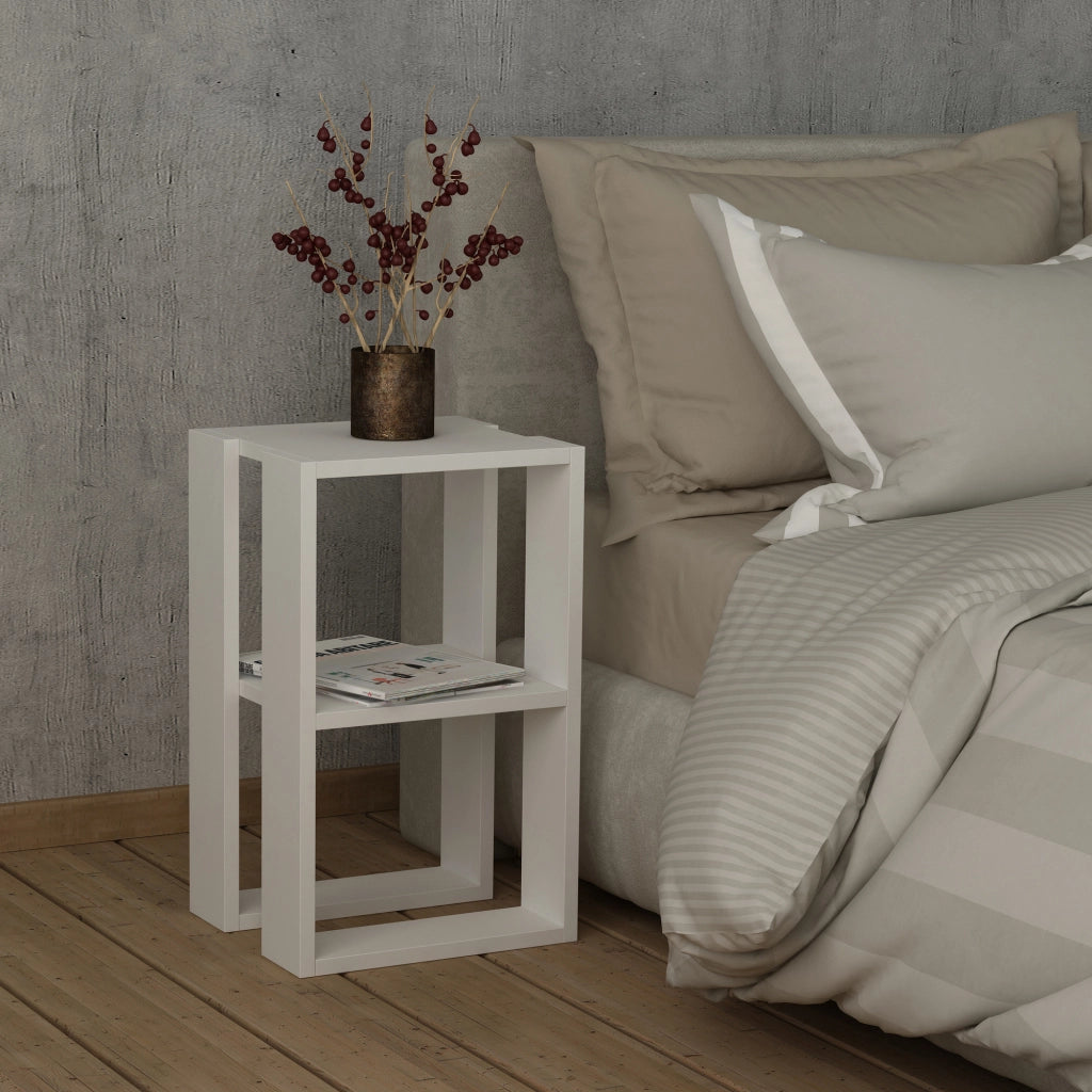 Comodino in legno "Lonie" 30 x 30 x 55 cm - Bianco