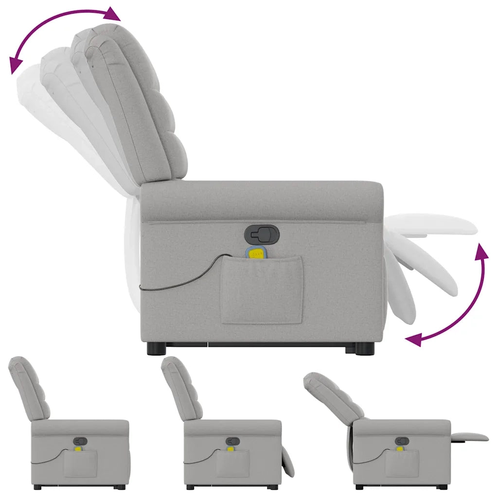 Poltrona Alzapersona Massaggi Reclinabile Grigio Nuvola Tessuto 3303333