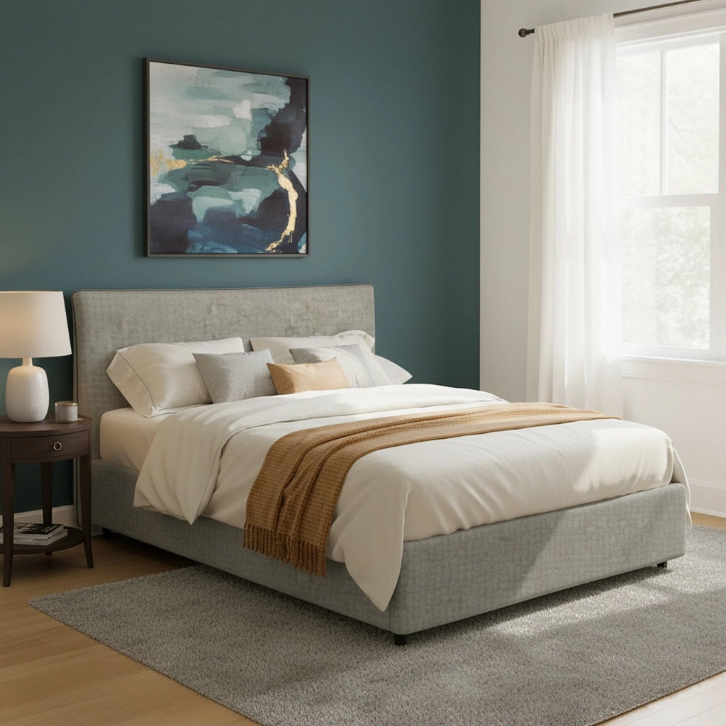 Tipton, Letto Matrimoniale Sfoderabile Made in Italy, Grigio