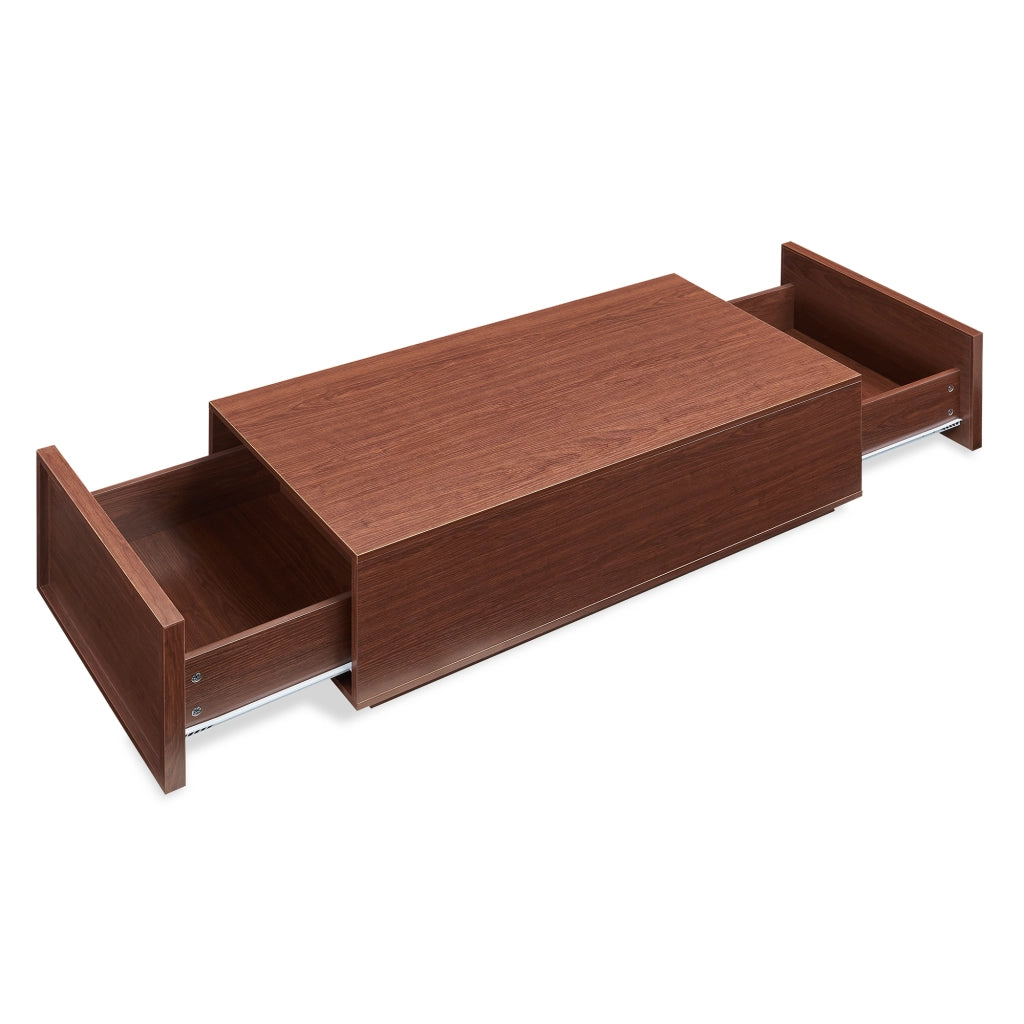 Tavolino Rettangolare Turur da Salotto con 2 Cassetti 104 x 50 x 40 cm - Effetto Noce [en.casa]