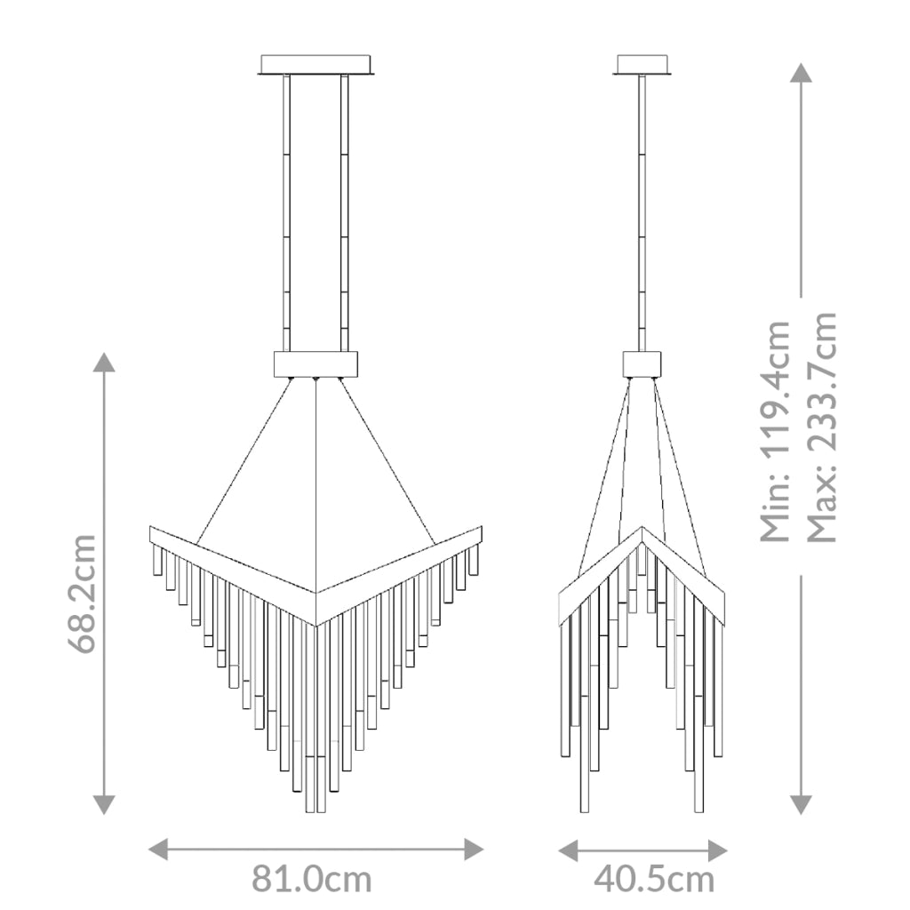 Lampadario glamour nero a V LED 40W Vivien Quintiesse