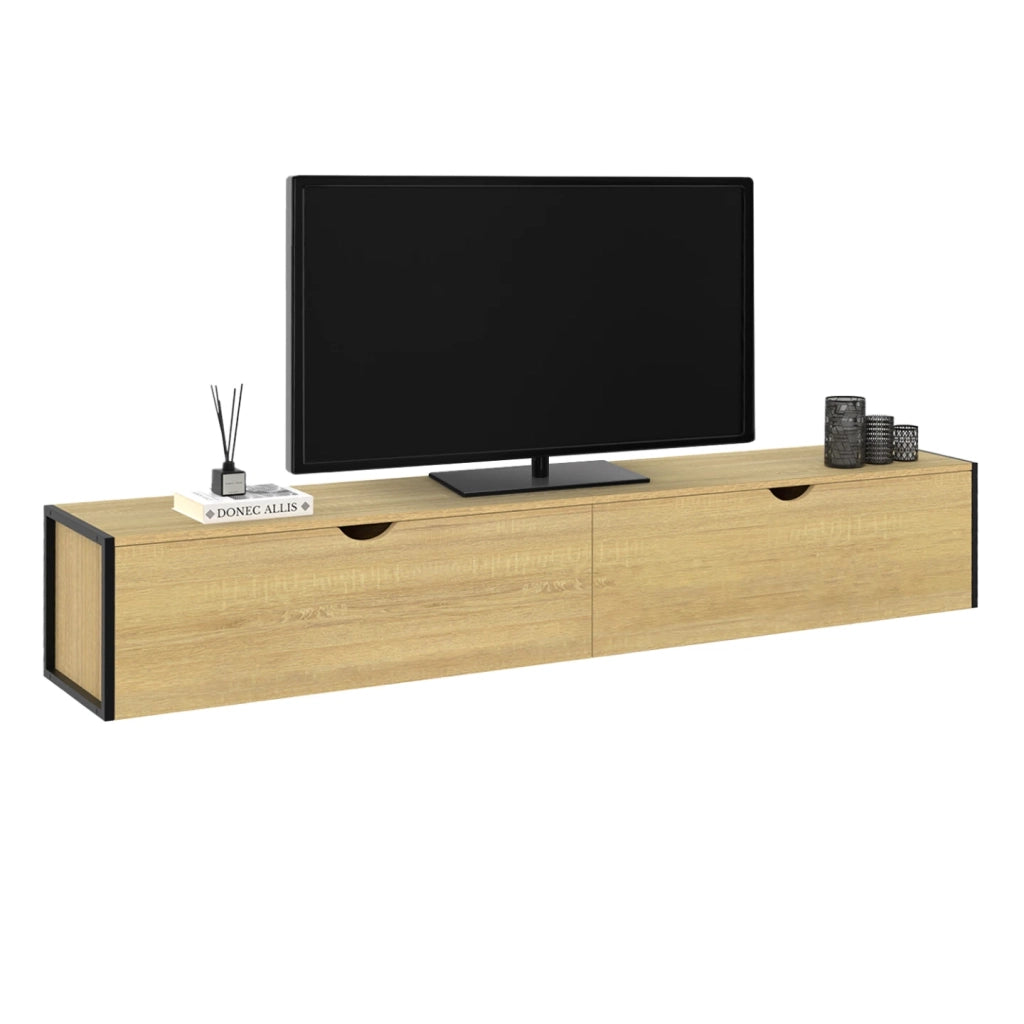 IDMarket - DETROIT Mueble TV suspendido 2 puertas diseño industrial 180 cm