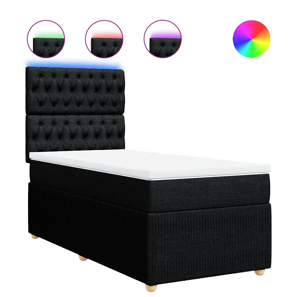 Giroletto a Molle con Materasso Nero 90x190 cm in Tessuto