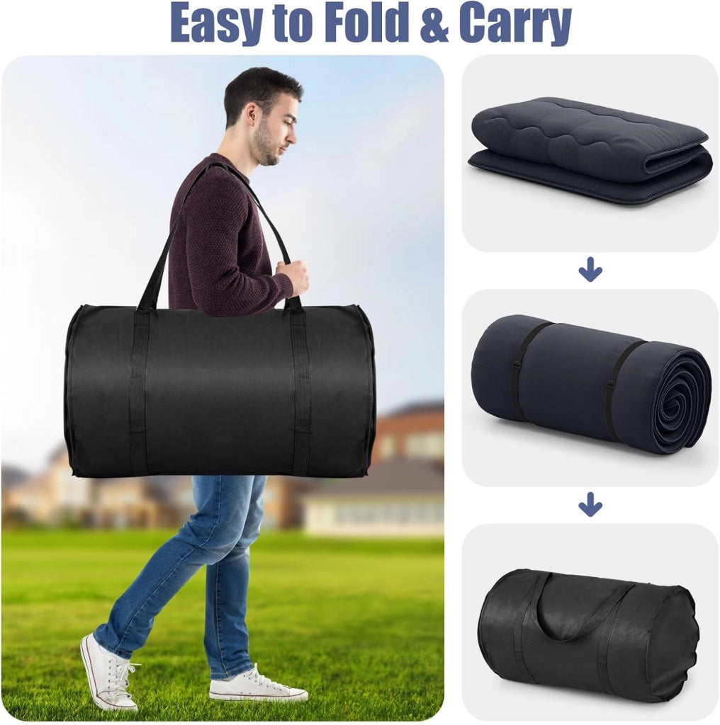 Materasso da pavimento 90 x 200 cm, Futon Giapponese, Tatami, pieghevole e portatile, con borsa per il trasporto e rivestimento rimovibile, per camera degli ospiti, camera da letto
