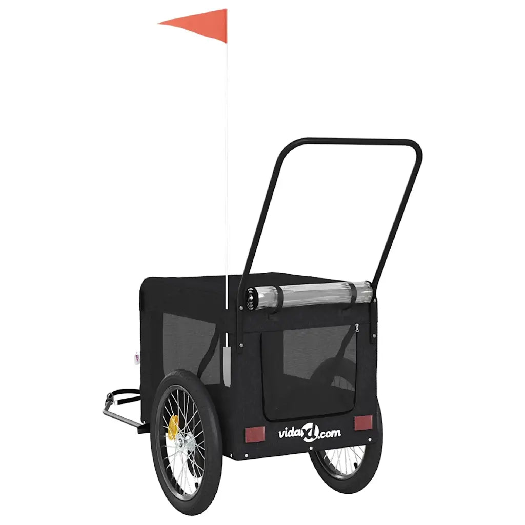 Rimorchio da Bici per Animali Nero Oxford e Ferro CFW3218248