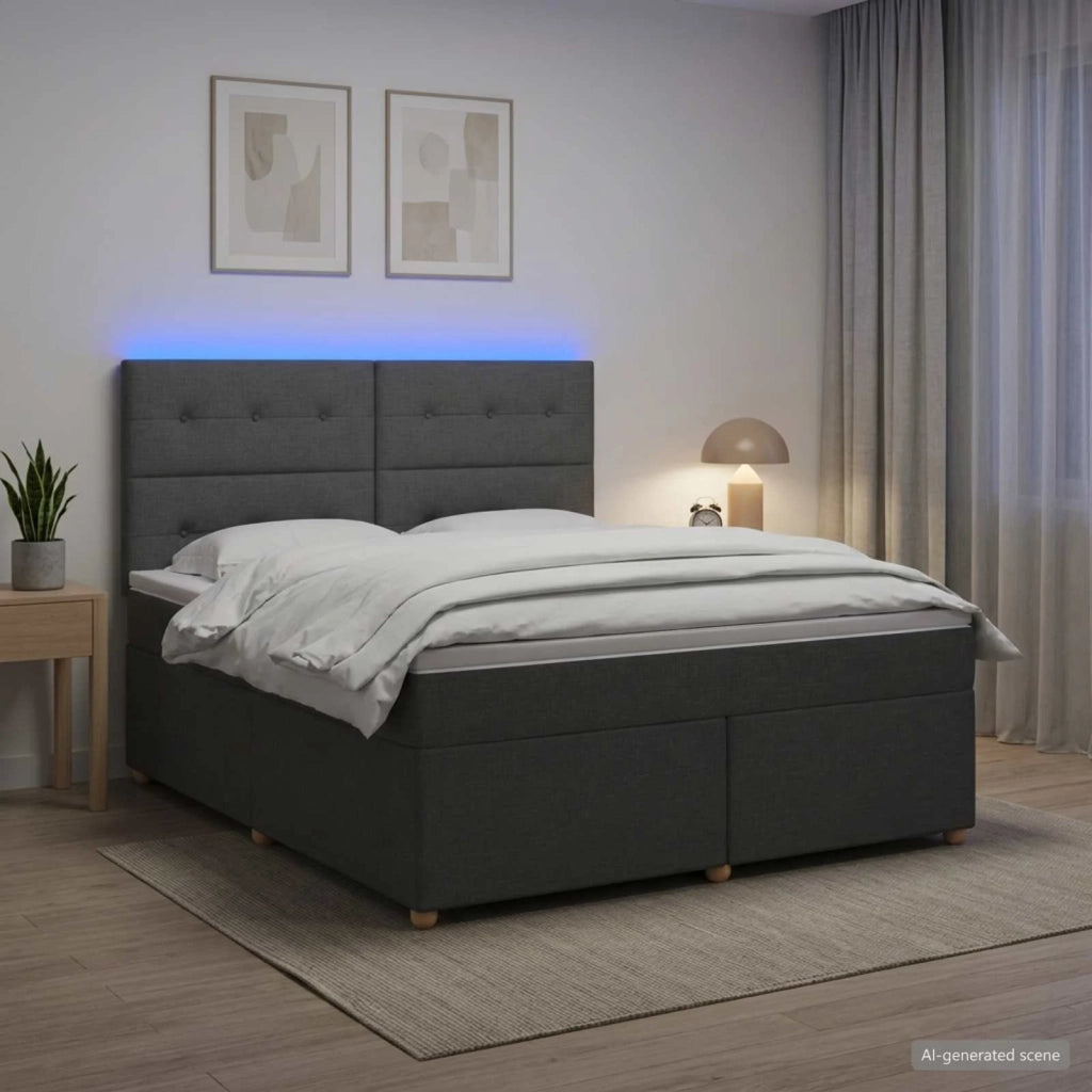 Letto box spring con materasso Grigio Scuro 180 x 200 cm 3455407