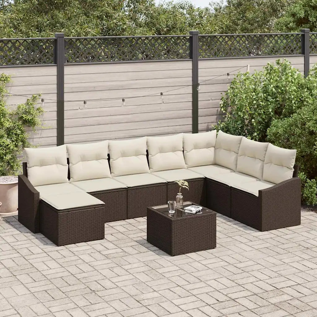 Set di divani con cuscino 9 pcs Marrone polyrattan 3346848