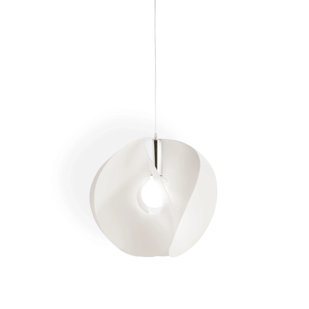 Sospensione Moderna Atom Polilux ® Bianco E Metallo Cromo 1 Luce E27 D54Cm