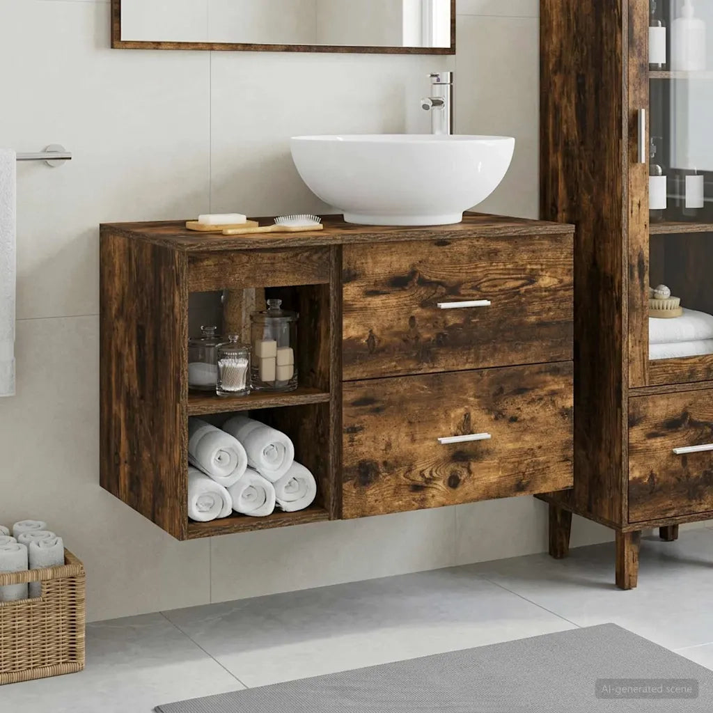 Set di mobili per il bagno 2 pcs Rovere Fumo 3403916