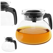 KADAX Brocca in vetro per tè e caffè da 1,7 l, resistente al calore, con coperchio, colore nero.
