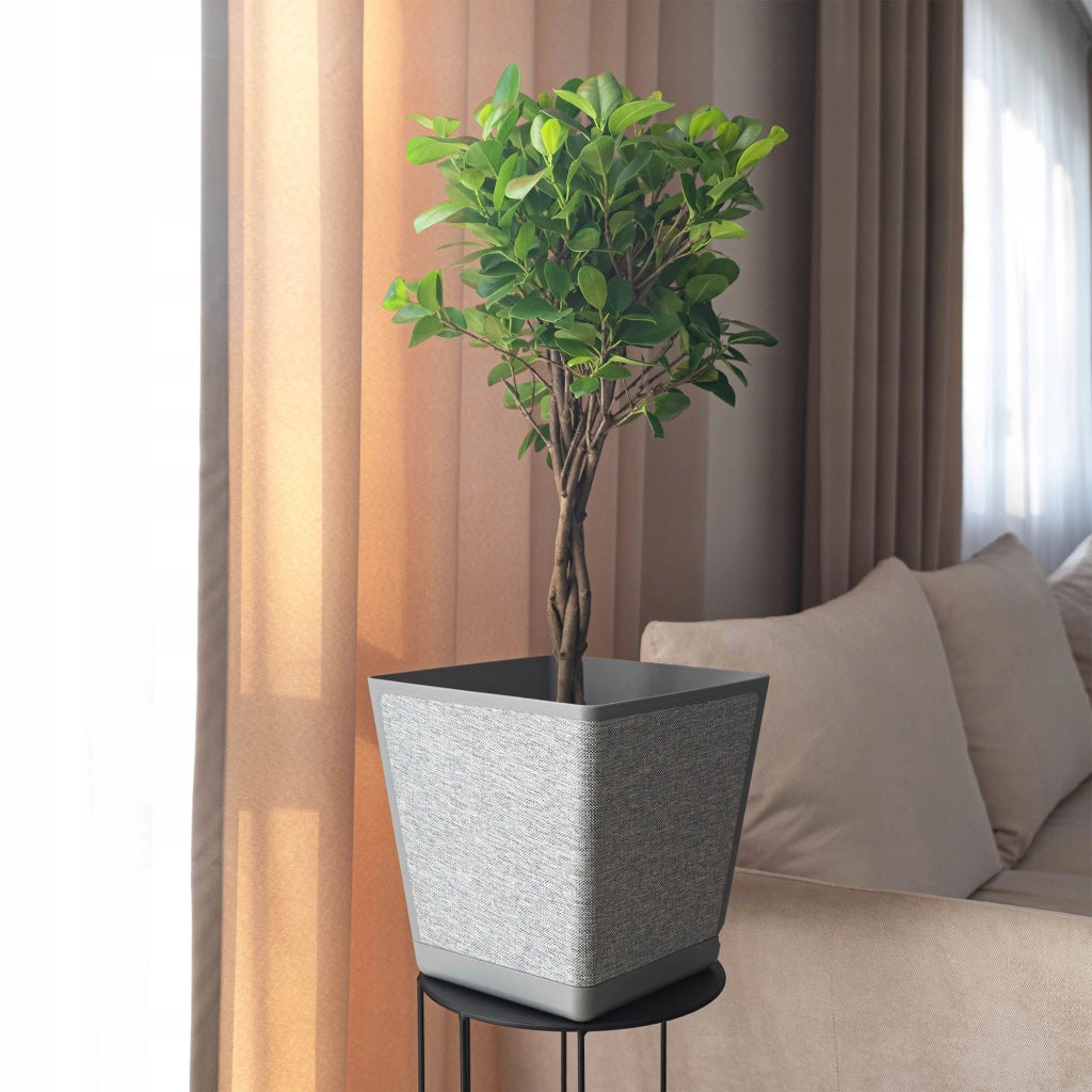 Coprivaso KADAX con supporto, quadrato, tessuto grigio fantasia, 24 cm