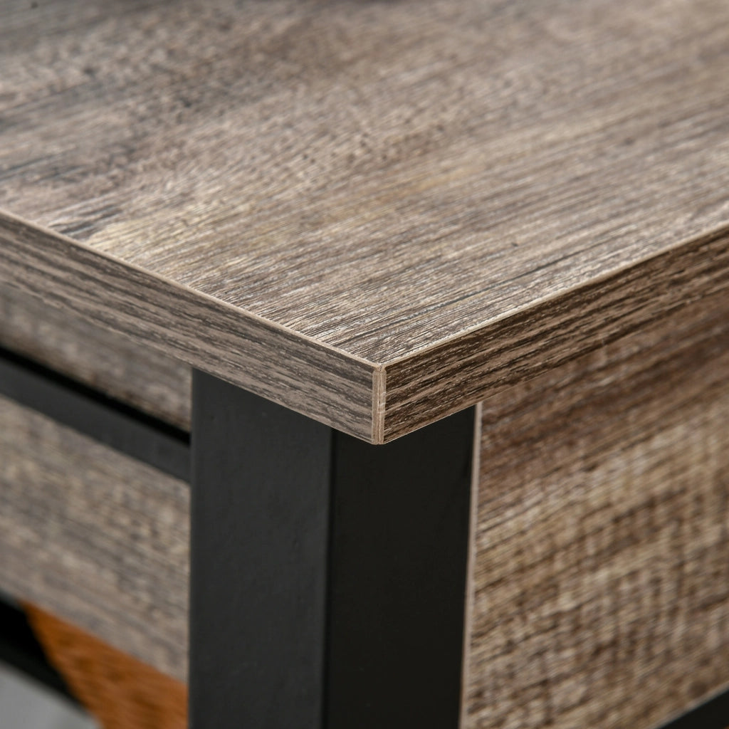 Easycomfort Carrello da Cucina Portavivande con 3 Cassetti e Mensola, Mobiletto Multiuso in Legno Truciolare, 60x50x84.5cm, Quercia
