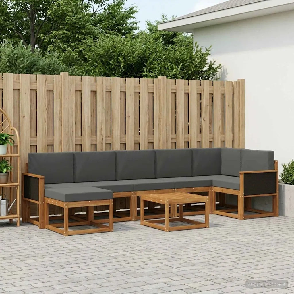 Set di divani da esterno 8 pcs Naturale e Antracite Poliestere