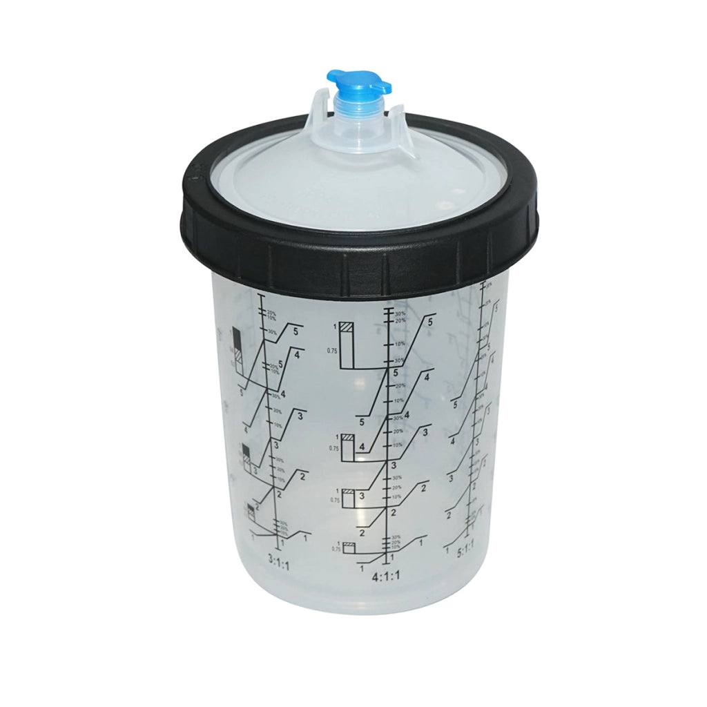 Set di 50 tazze di miscelazione per vernice da 800 ml con tappo filtrante da 125 micron per pistola per verniciatura