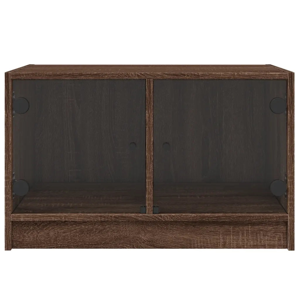 Tavolino da Salotto con Ante in Vetro Rovere Marrone 68x50x42cm 836370