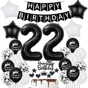 Decorazioni di Festa per 22 Anni - Folieballone Nero - 55 cm - Latexballone - Forma Cuore - Decorazione di Torta