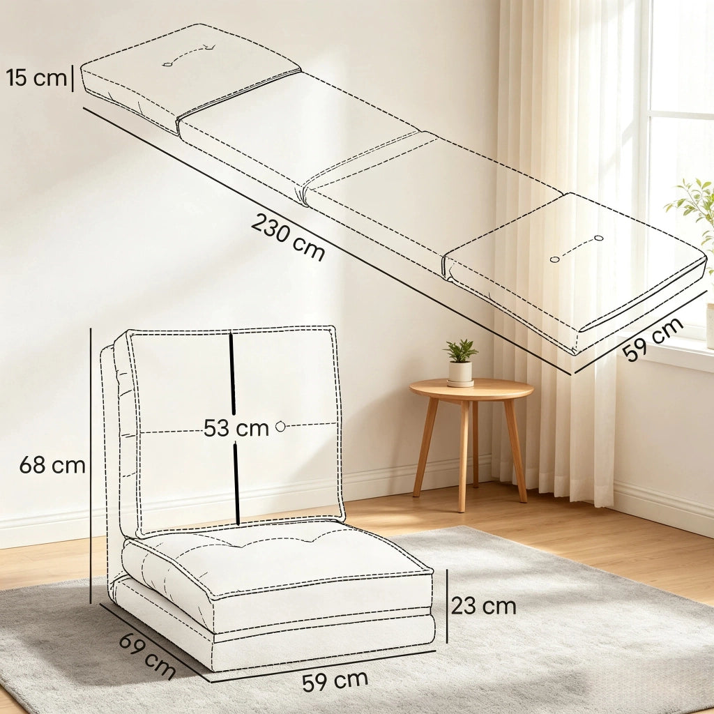POLTRONA PIEGHEVOLE 59 cm Velluto Grigio