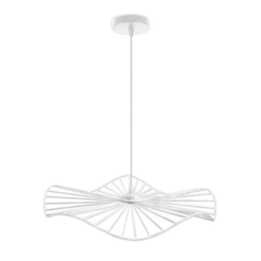 Trade Shop - Lampadario Da Soffitto Pendente A Sospensione Rotonda Plafoniera Lampada E27 B31 - Bianco