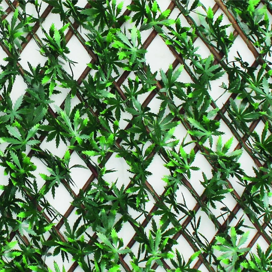 SIEPE ARTIFICIALE DA GIARDINO TRALICCIO ESTENSIBILE FOGLIE ACERO VERDE 1X2 MT