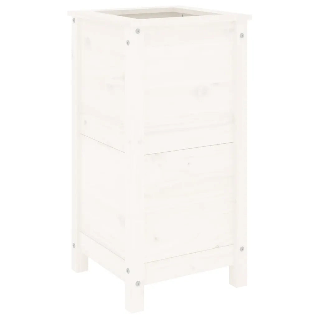 Fioriera | Cassetta per fiori | Vaso da Giardino Bianca 40x40x78 cm Legno Massello di Pino