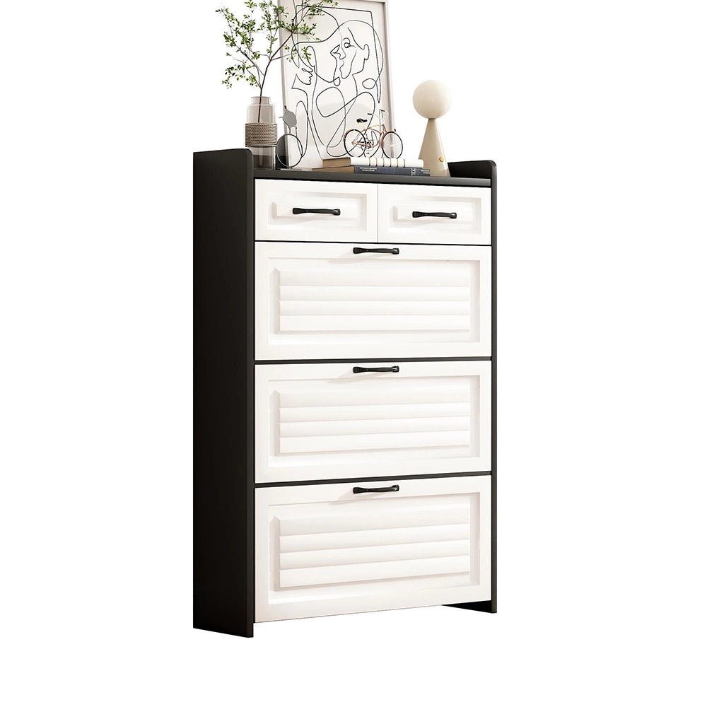 Armadio porta scarpe girevole - Xylo - 3 ante grandi e 2 cassetti, in legno, L80xP23.5xH131 cm