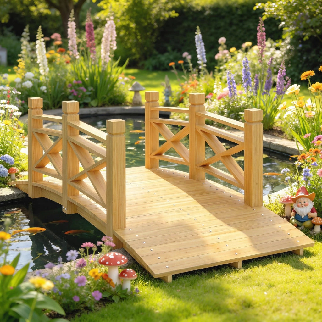 Ponticello da Giardino in Legno ¨C zephmum ¨C Naturale 174x78x57.5 cm