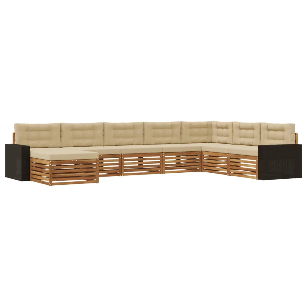 Set di divani da esterno 8 pz Naturale e Beige 3383726