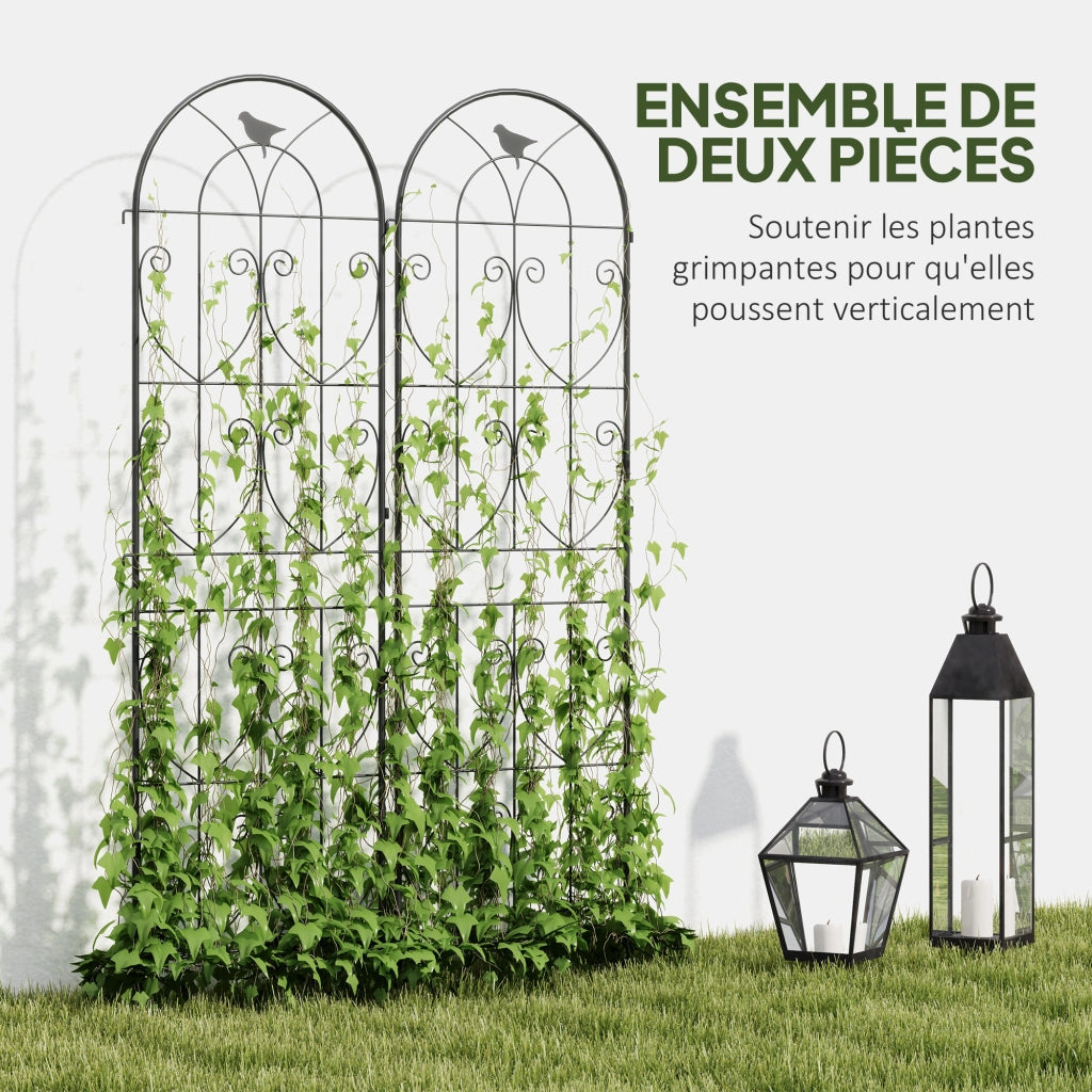 Graticcio per piante rampicanti con uccelli ¨C zephmum ¨C nero metallo 50x180 cm