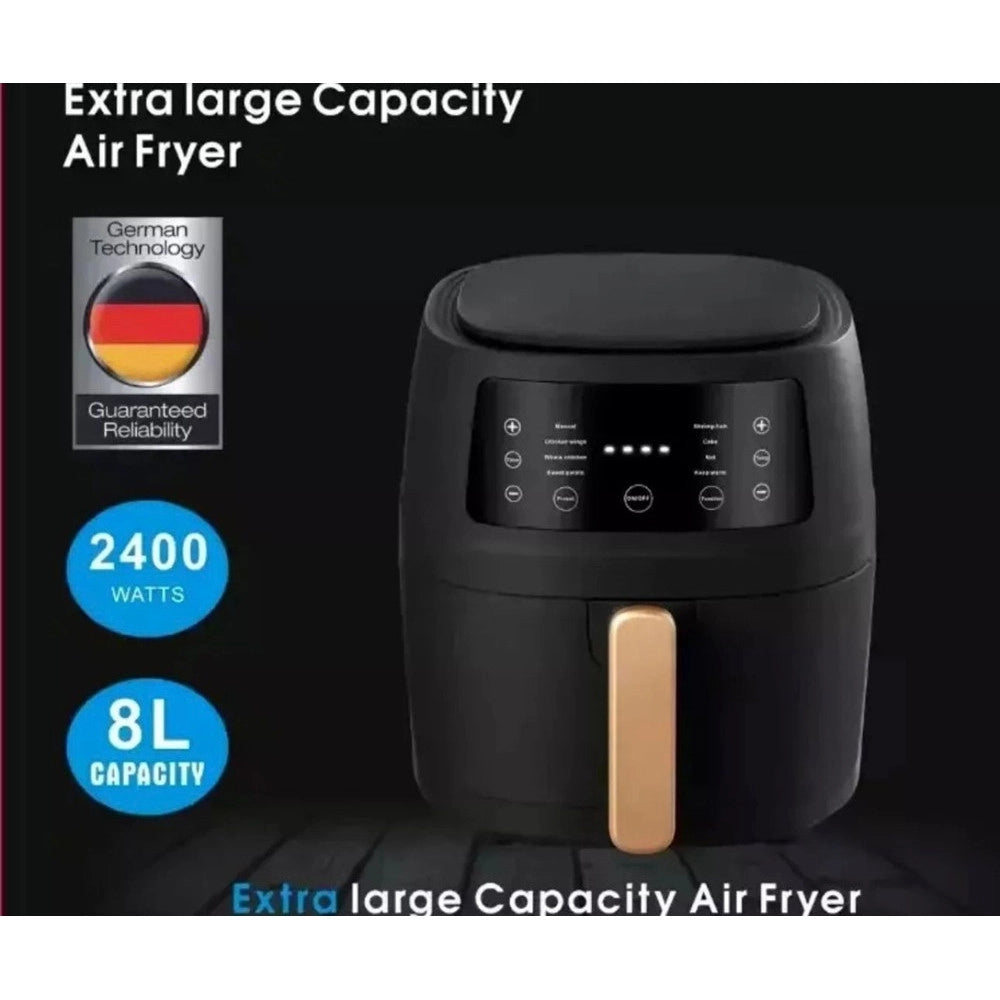 Trade Shop - Friggitrice Ad Aria Da 8lt Smart Touch Screen Digitale 2400w No Olio Verdura Carne Pesce -