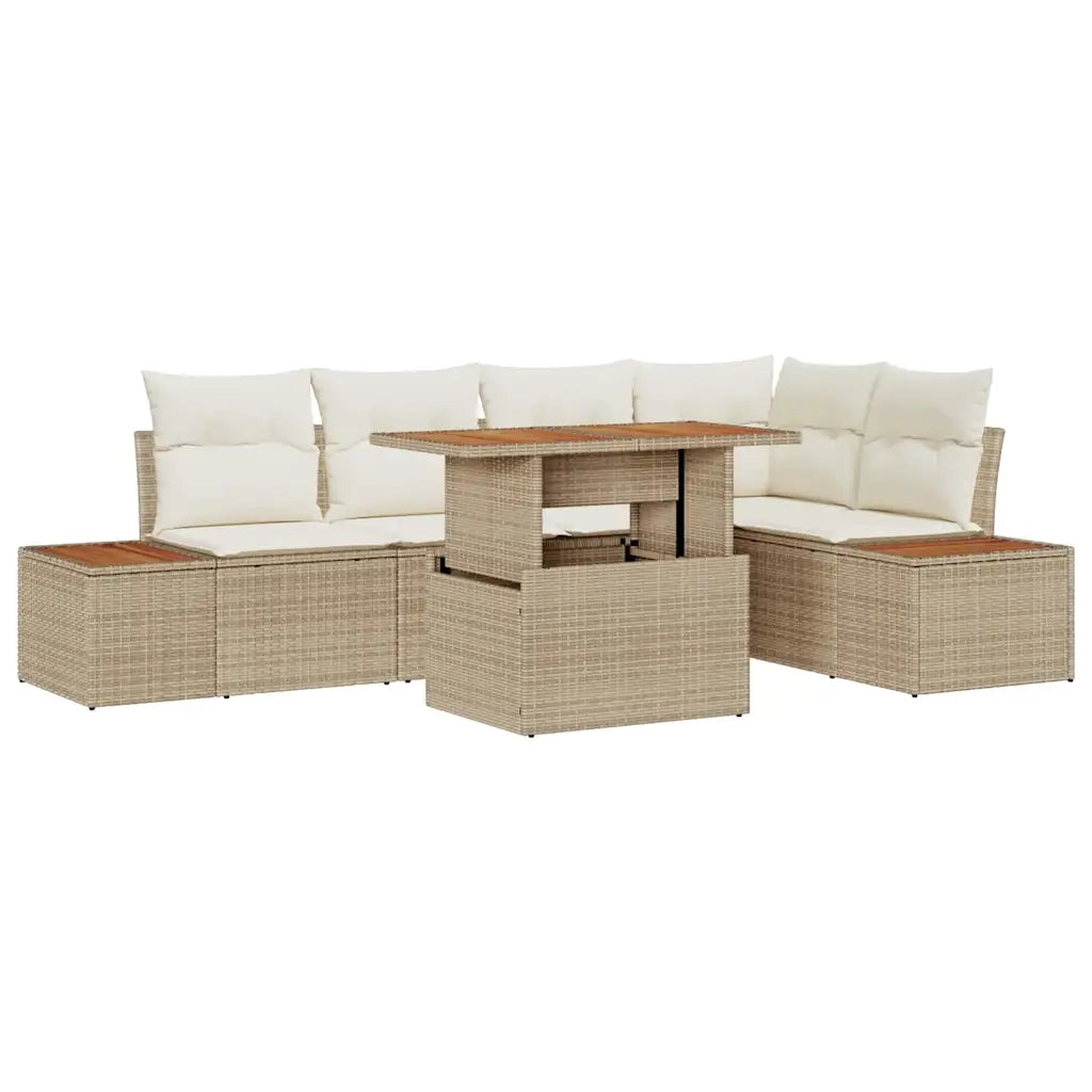 Set da Pranzo per Giardino con cuscino 6 pcs Beige
