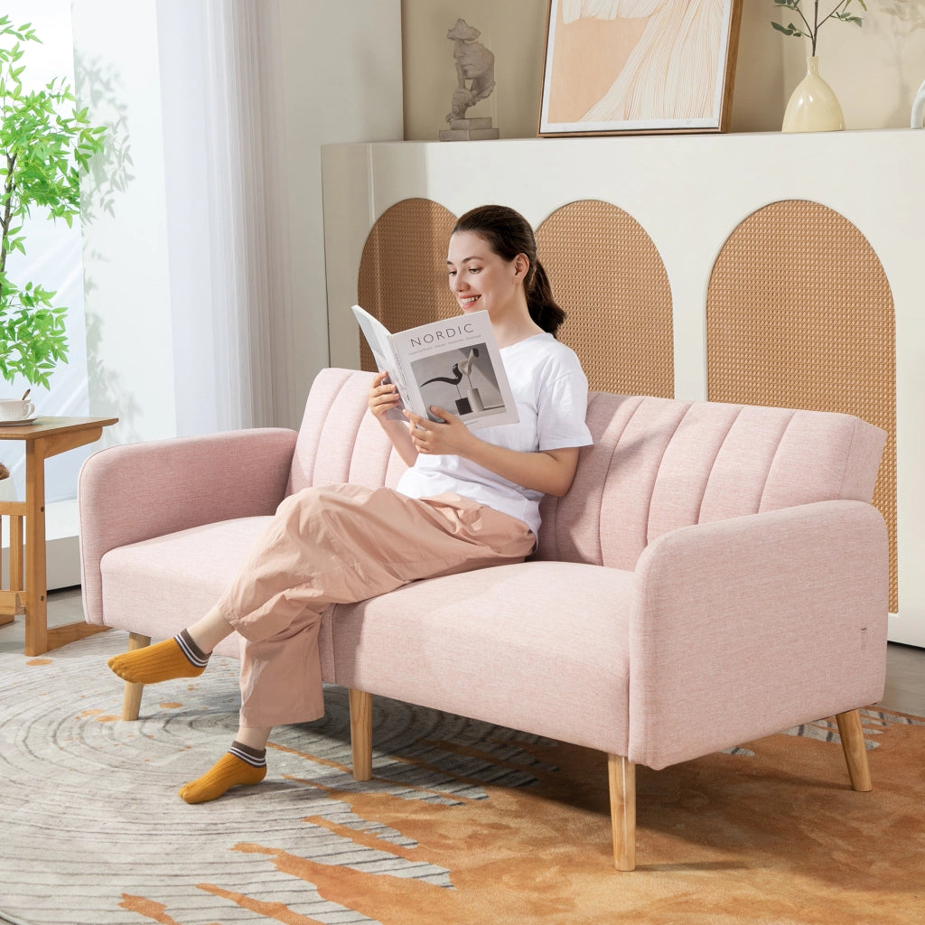 Divano Letto 2 Posti Imbottito ¨C Zephmum ¨C 173x75x73 cm Rosa