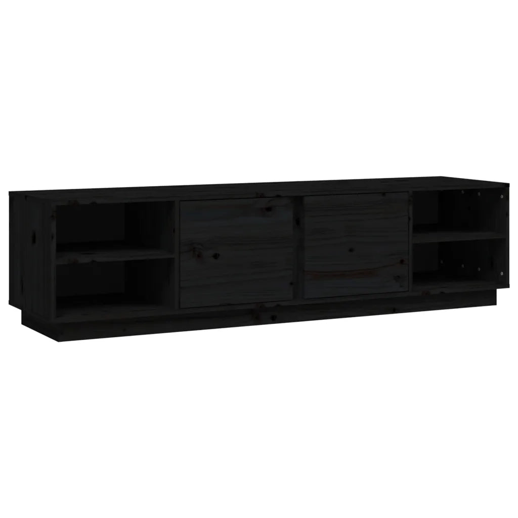 Mobile Porta TV Nero 156x40x40 cm in Legno Massello di Pino 814458