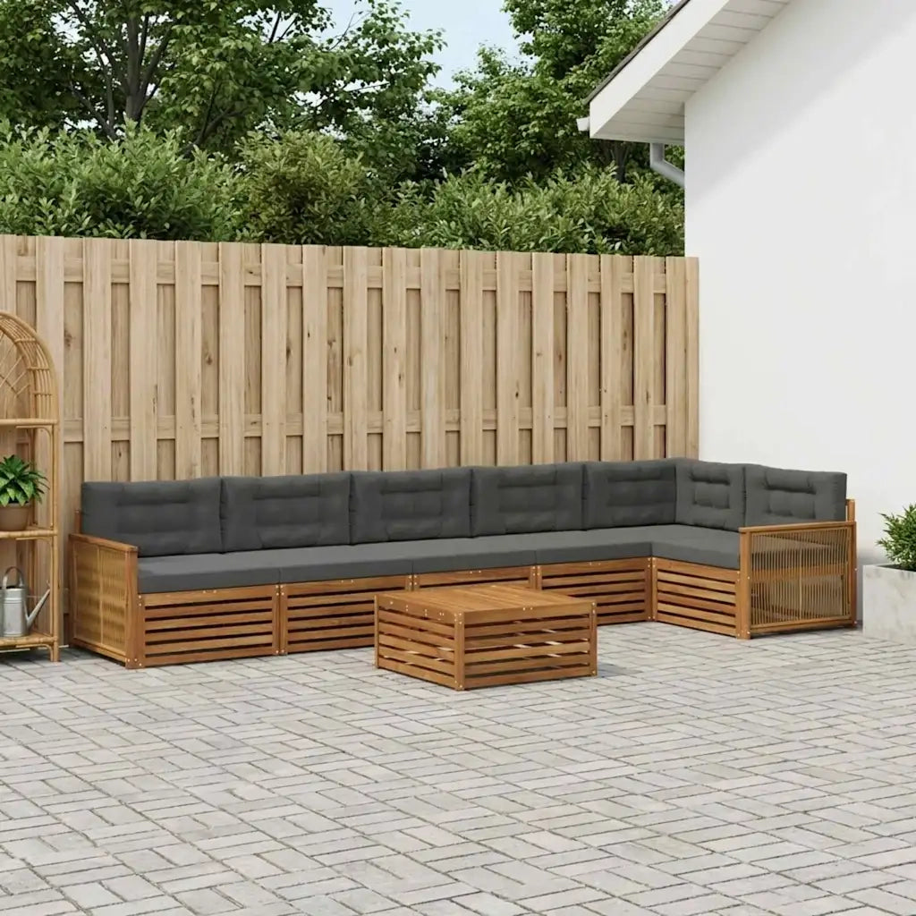 Set di divani da esterno con cuscino 7 pcs Naturale e Antracite