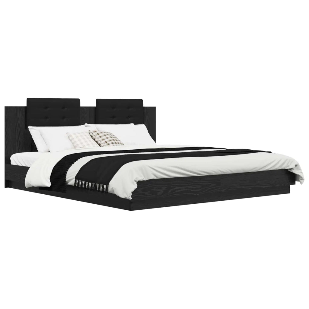 Struttura letto con testata Rovere Nero 200 x 200 cm