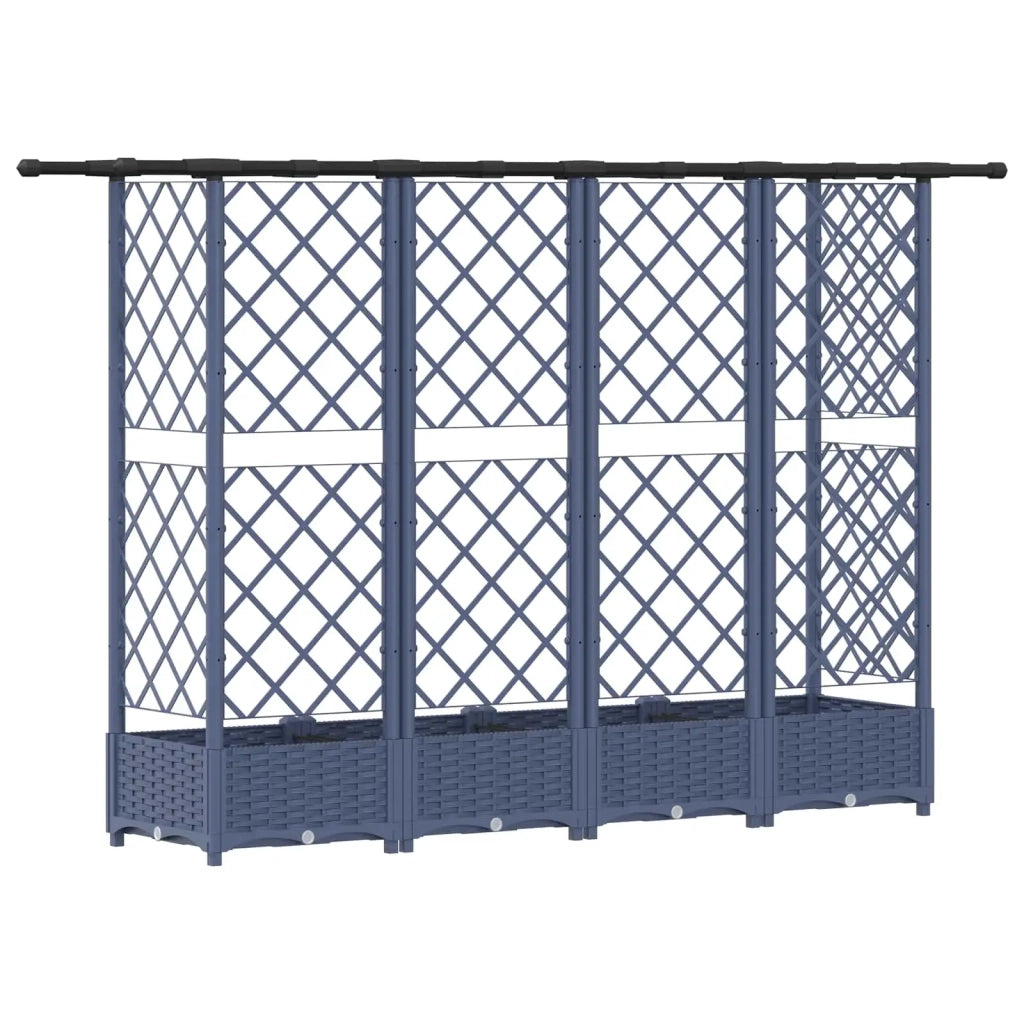 Letto Rialzato con Griglia e Tetto Grigio 202,5 x 40 x 123 cm