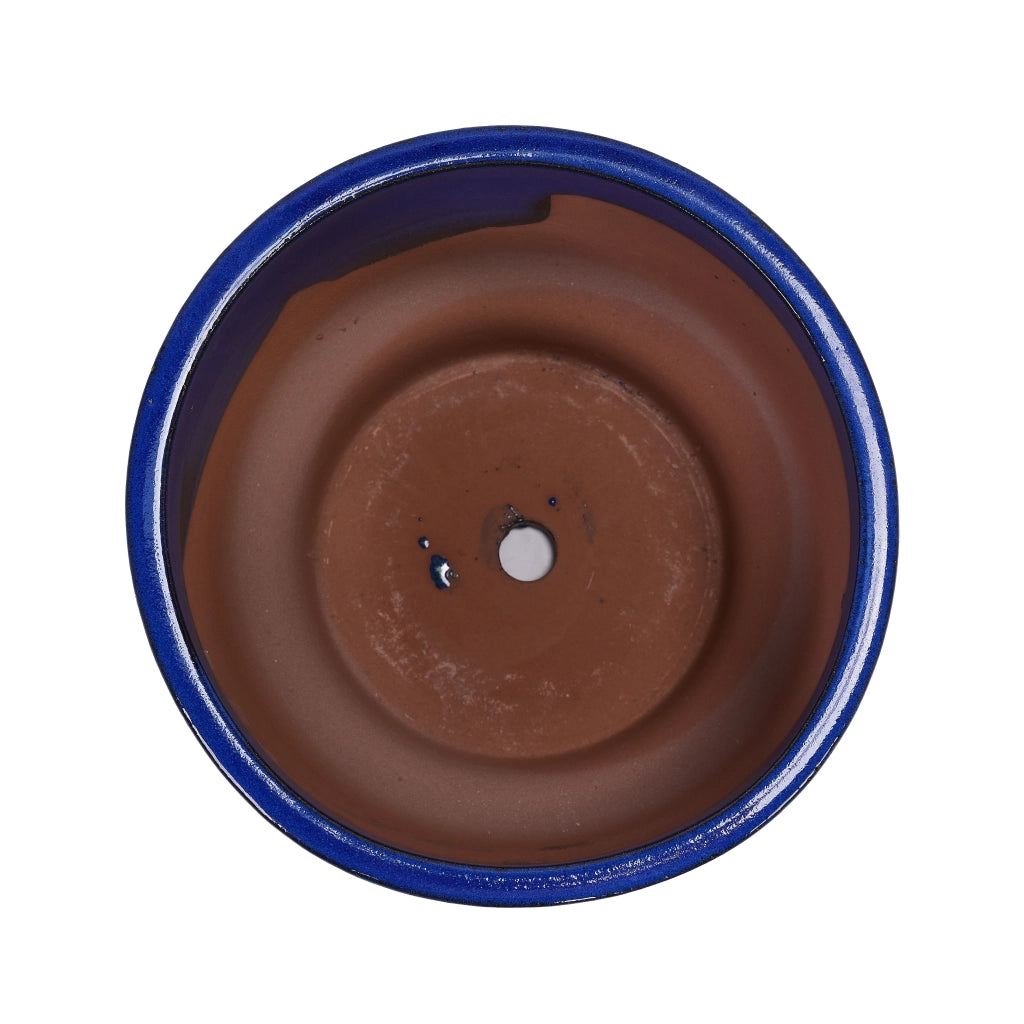Vaso da fiori in ceramica blu verde lucida, per interno ed esterno, con foro di drenaggio