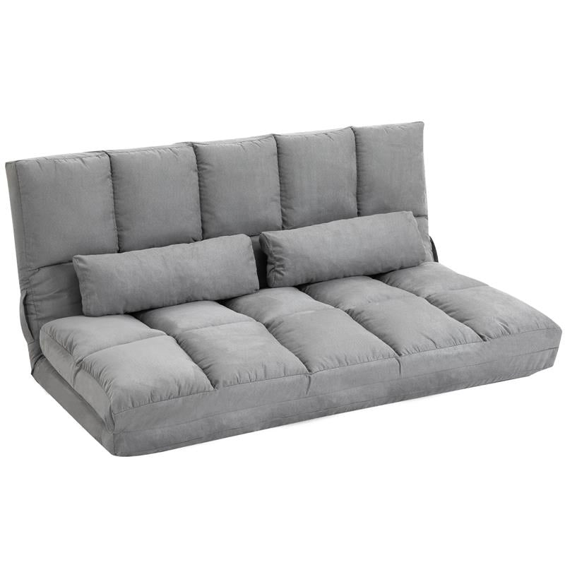 DIVANO PIEGHEVOLE CON SCHIENALE RECLINABILE A 7 LIVELLI 130X180XH120 CM GRIGIO