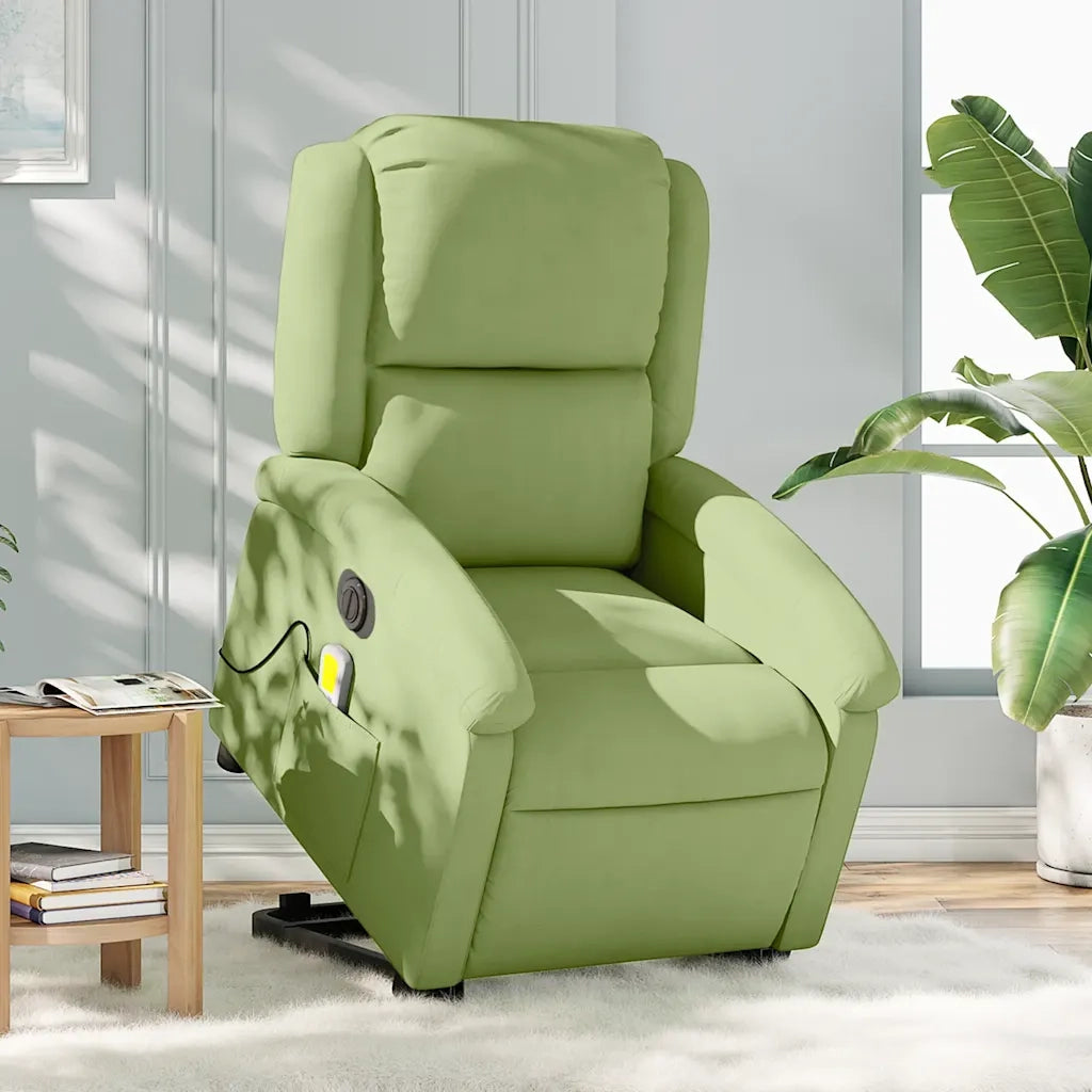 Poltrona Alzapersona Massaggi Elettrica Verde Chiaro Velluto