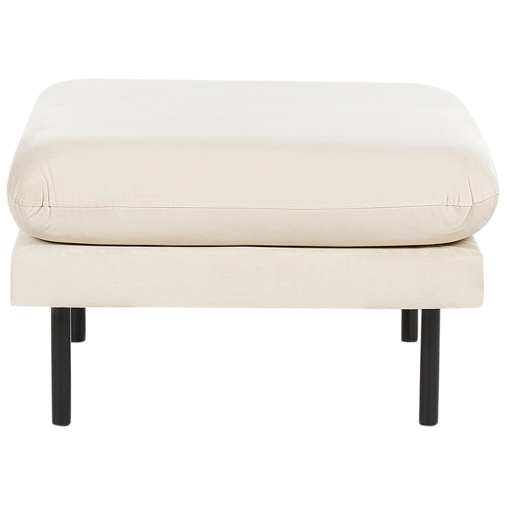 Pouf in Velluto beige chiaro con Gambe Nere 70 x 70 cm stile moderno retrò