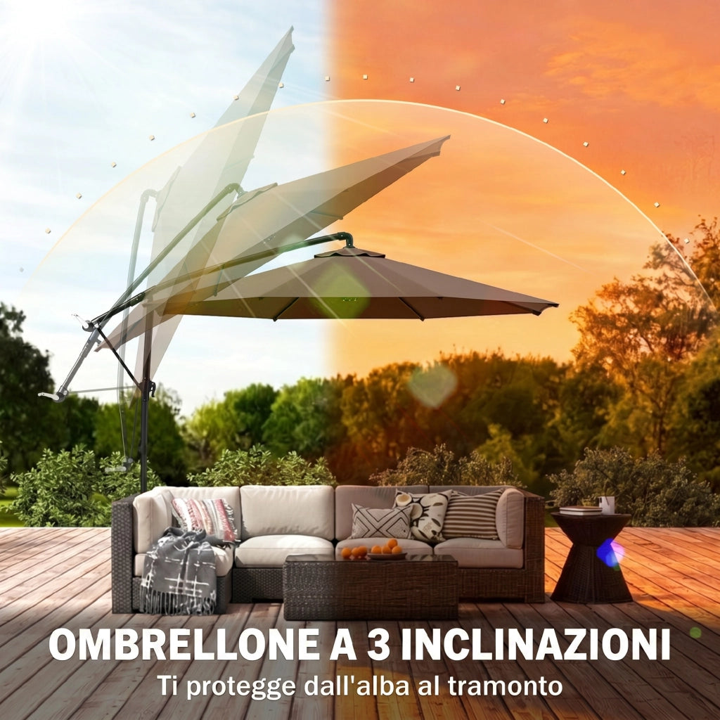 Parasole da Giardino ?295 cm Inclinabile ¨C zephmum ¨C Marrone, Acciaio