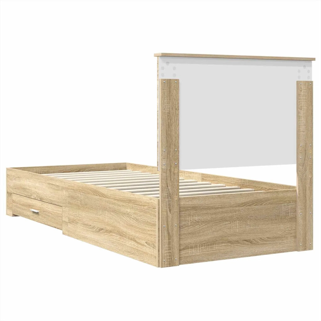 Struttura del letto Rovere Sonoma e Argento 75 x 190 cm 3409714