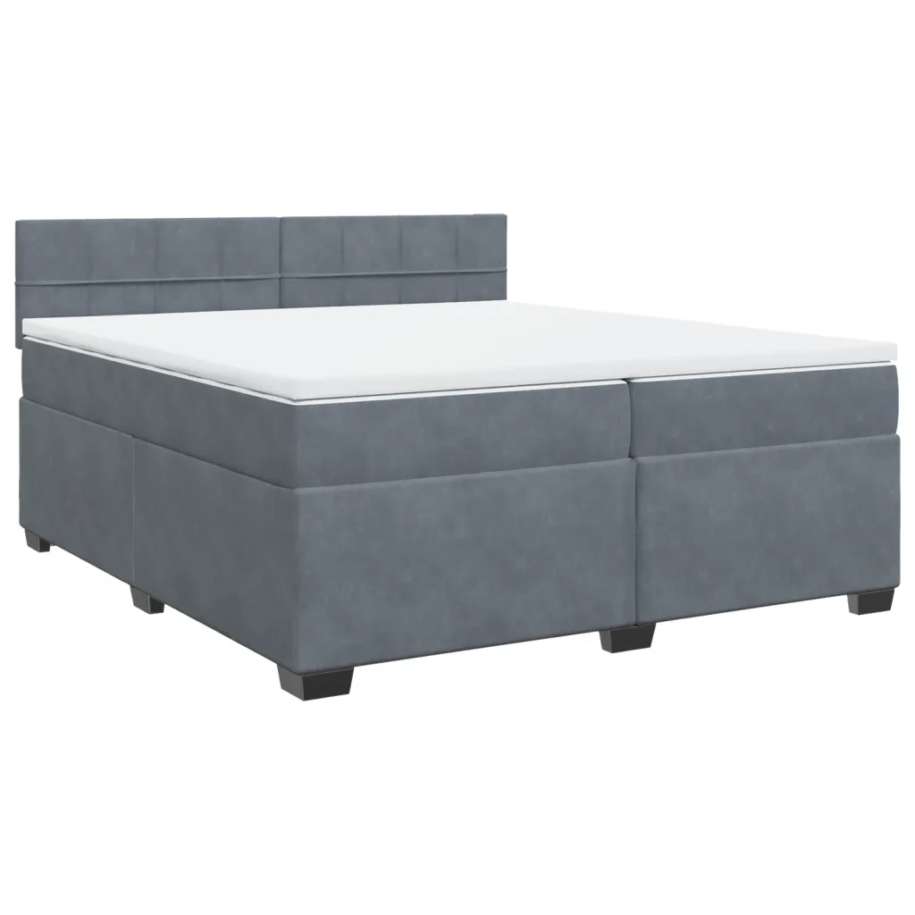Giroletto a Molle con Materasso Grigio Scuro 200x200 cm Velluto 3288703