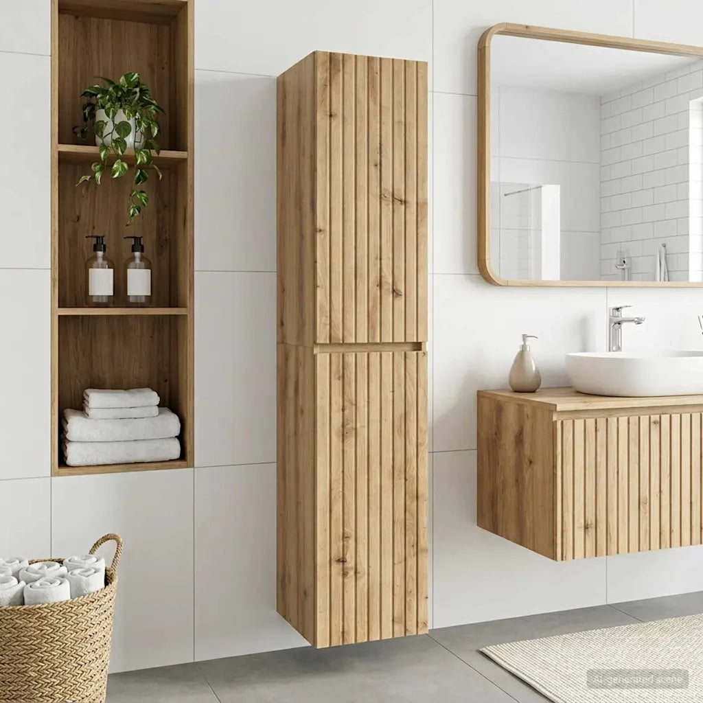 Mobiletto da Bagno a Muro Rovere Artigianale 33 x 34,5 x 160 cm 890651