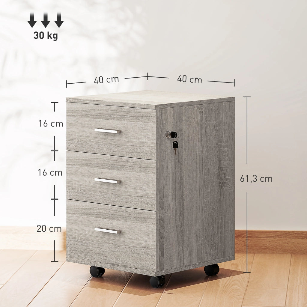 Scrivania con cassettiera a rotelle ¨C zephmum ¨C grigio 40x40x61,5 cm