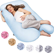 Cuscino per gravidanza a forma di U per dormire sul lato e allattamento - Copertura rimovibile e lavabile in cotone
