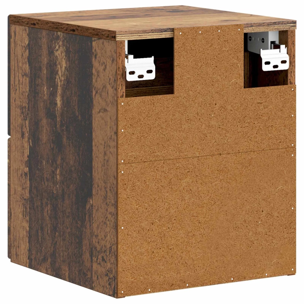 Mobiletto da notte a muro Legno antico 34,5 x 33 x 40 cm 898991