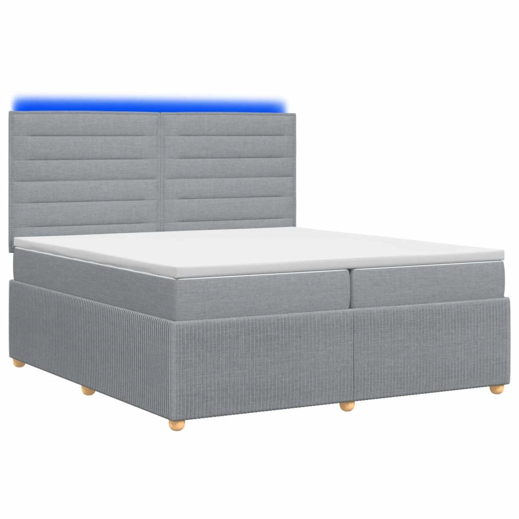Letto Box Spring LED con Materasso Grigio Chiaro 200 x 200 cm 3455930