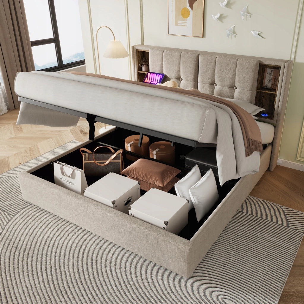 Letto imbottito 140x200 - Xylo - Ricarica wireless USB-C con materasso
