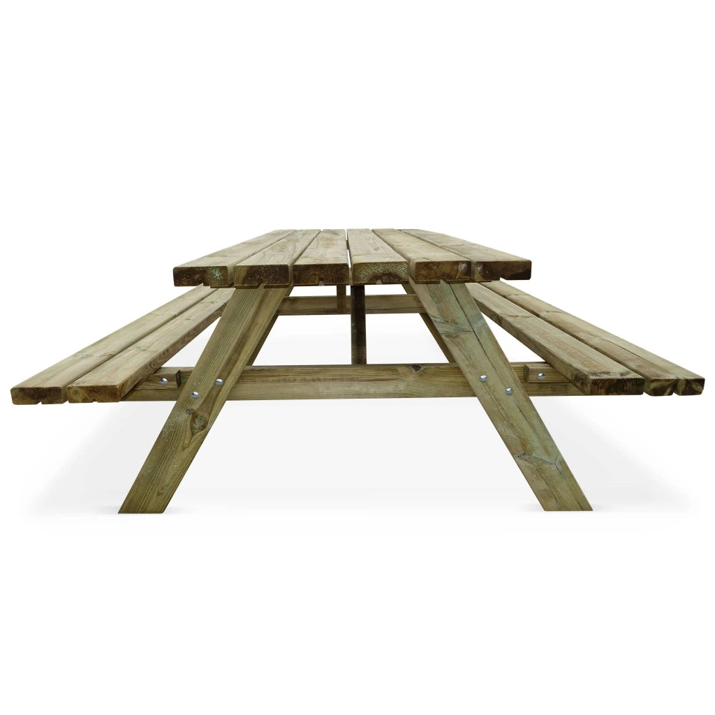 Set tavolo da picnic in legno di pino con 2 panche, marrone naturale